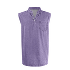 Retro Style Sleeveless T-Shirt with Three Buttons