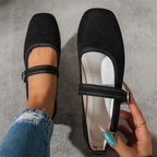 🩰 50% OFF NOW! 🌿 Comfortable PU Ballet Flats – Suede-Look, Adjustable Strap & Square Toe – All-Day Comfort 🌸
