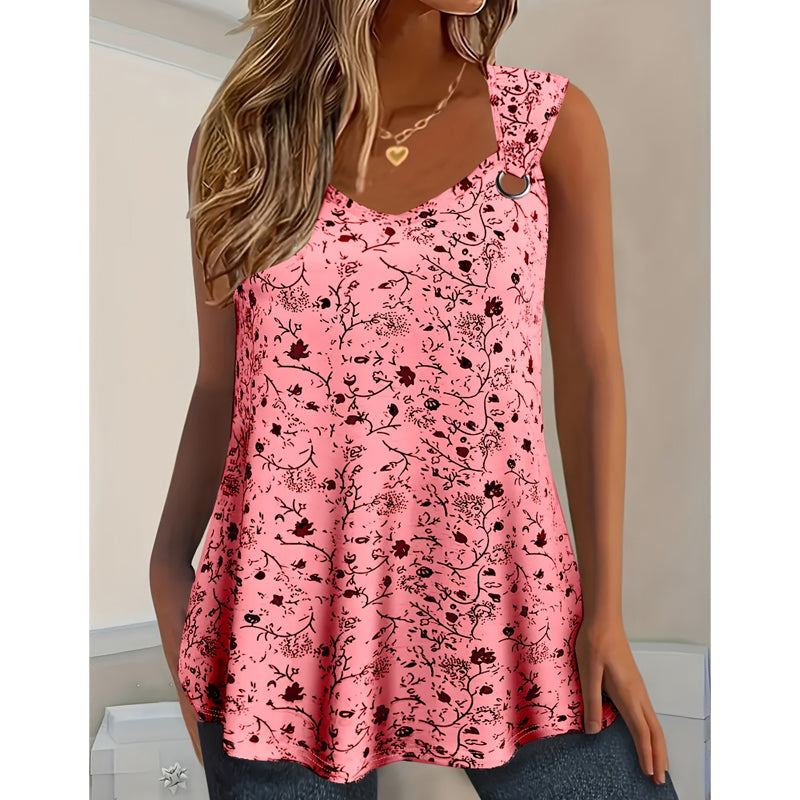 🌸 Women's Summer Floral Print Tank Top – Soft, Breathable & Sleeveless