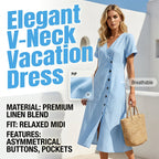 Women's Blended Fabric Button Midi Dress