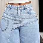 ⌛Limited-Time Offer-Women's Asymmetrical Waist Wide Leg Jeans