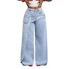 ⌛Limited-Time Offer-Women's Asymmetrical Waist Wide Leg Jeans