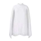 Trending Now⭐💃 Graceful Pleated Dress with Cape Silhouette