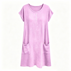 Women's Casual Short-Sleeve Knee-Length Dress with Pockets