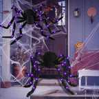 Hairy Spider with Large Web Halloween Outdoor Decoration