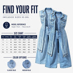 🎉50% OFF! 🧥Women Sleeveless High Slit Denim Vest Dress – Patchwork Longline Jean Waistcoat ✨