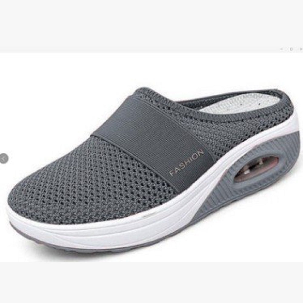 Women's Casual Hollowed Out Fabric Flat Bottom Slope Heel Slippers