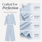 🔥Bestseller🔥 Off-shoulder Wide-leg Two-piece Set, Made Of Soft Blended Fabric, Creating An Elegant Dilhouette.