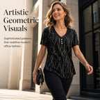 Women's Elegant Printed V-Neck Top