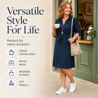 Women's 3/4 Sleeve Shirt Dress with Belt