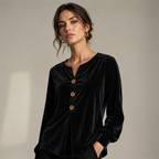 ✨🛍️Fresh Drop - Relaxed Velvet Blouse - Lightweight & Neat Finish for Everyday Elegance