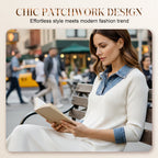Bestseller🏆👗 Ribbed Knit & Denim Patchwork Dress – Effortless Style & Lasting Quality for Any Occasion