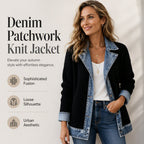 ⌛Limited-Time Offer-Women’s Elegant Denim Spliced Ribbed Knit Coat