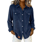 Women's Casual Ribbed Button Down Shirt
