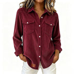 Women's Casual Ribbed Button Down Shirt