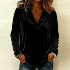 Women's Elegant Velvet V-Neck Top