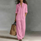 Bestseller👚 Casual Shirt & Wide-Leg Pants Set – Effortless Coordination & All-Day Comfort for Every Look