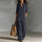 Bestseller👚 Casual Shirt & Wide-Leg Pants Set – Effortless Coordination & All-Day Comfort for Every Look