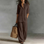 Bestseller👚 Casual Shirt & Wide-Leg Pants Set – Effortless Coordination & All-Day Comfort for Every Look