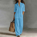 Bestseller👚 Casual Shirt & Wide-Leg Pants Set – Effortless Coordination & All-Day Comfort for Every Look
