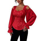 🌸Hot Sale 50% OFF💖Women's Cold Shoulder Floral Jacquard Top