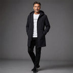 Men's Mid-Length Hooded Windbreaker Jacket