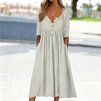 New Arrivals🛍️Women's V-Neck Button Pleated Dress