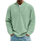 ✨Men's Corduroy Quarter-Zip Pullover Sweatshirt Casual Stand Collar Long Sleeve Top
