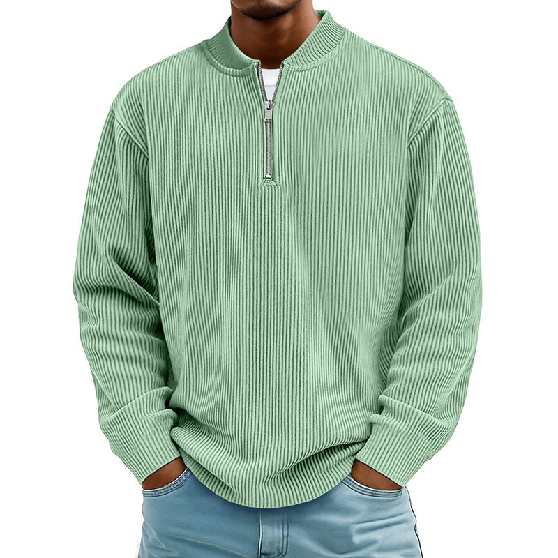 ✨Men's Corduroy Quarter-Zip Pullover Sweatshirt Casual Stand Collar Long Sleeve Top