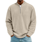 ✨Men's Corduroy Quarter-Zip Pullover Sweatshirt Casual Stand Collar Long Sleeve Top