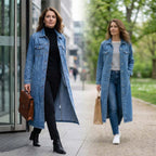 Women’s Casual Longline Button-Up Denim Coat