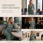 🎀Women's Long Sleeve V-Neck Jumpsuit with Belt – Effortless Elegance in One Look