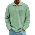 🍂 Men's Casual Ribbed Half Zip Sweater – Smart Comfort for Cooler Days