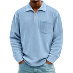 🍂 Men's Casual Ribbed Half Zip Sweater – Smart Comfort for Cooler Days