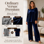 Women's Velvet Long Sleeve Top & Wide-Leg Pants Set
