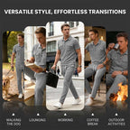 🌿Men's Waffle-Knit Short Sleeve Top & Pants Set– Casual Comfort Meets Effortless Autumn Style