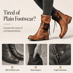Women’s Lace-Up Low-Heel Round Toe Ankle Boots