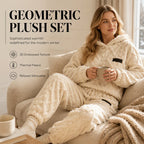 💖 Premium Comfort✨Embossed Geometric Plush Set – Warm embossed plush matching set, trendy & cozy for cold days🍂👚