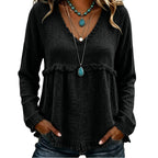 ☀️ Lightweight Comfort | Women's Tassel V-Neck Relaxed-Fit Blouse