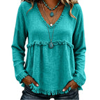 ☀️ Lightweight Comfort | Women's Tassel V-Neck Relaxed-Fit Blouse