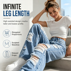 ✨ Effortless Everyday Style FREE SHIPPING | Women's Distressed High-Rise Wide-Leg Jeans