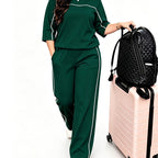 ✨ Easy Everyday Comfort | Women's Relaxed Short-Sleeve Top & Pants 2-Piece Set