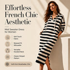 🍂 Easy Everyday Comfort | Women's Striped Hooded Casual Dress