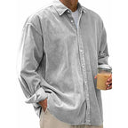 🧶 Vintage Texture, Easy Layers | Men's Relaxed Corduroy Button-Up Shirt