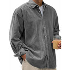 🧶 Vintage Texture, Easy Layers | Men's Relaxed Corduroy Button-Up Shirt