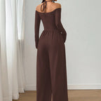 Women's Elegant Halter Neck Deep V Jumpsuit