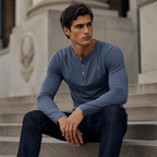 🍂 Men’s Casual Henley Long-Sleeve Shirt – Timeless Style & Everyday Autumn Comfort