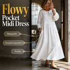 ✨ Easy Everyday Comfort | Women's Loose Long-Sleeve Maxi Dress with Pockets