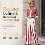 Women’s Casual Striped Shirt & Wide Leg Pants