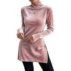Women's Slim Fit Mock Neck Velvet Top